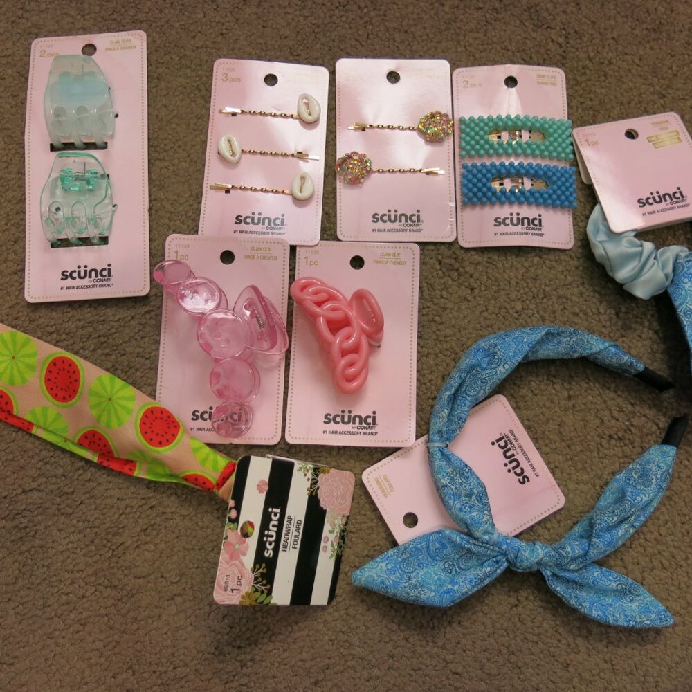 9 Scunci Hair Barrettes Headband Scrunchie Hair Pins Claw Clips